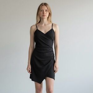 Lovely Day Faux Suede V-Neck Spaghetti Strap Asymmetrical Mini Cocktail Dress